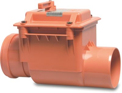 Non return valve PVC-U KOMO/BENOR ring seal x spigot redbrown