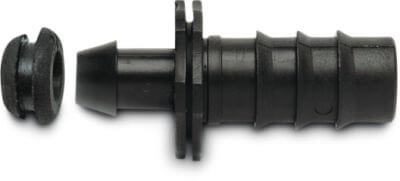 Straight connector PP push-in x barbed black type with rubber