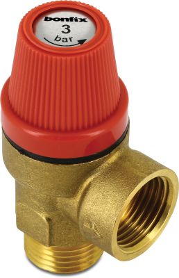 Bonfix Safety valve brass KIWA 3bar male thread x female thread