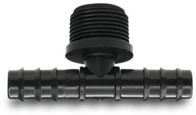 T-piece 90° PP barbed x male thread x barbed black