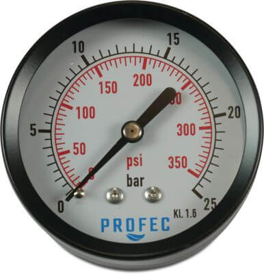 Profec Pressure gauge male thread black dry