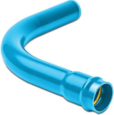 Bend 90° PVC-A KIWA 16bar ring seal x spigot blue