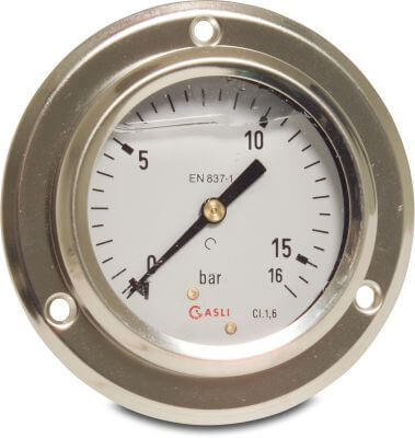 Pressure gauge male thread glycerin filled