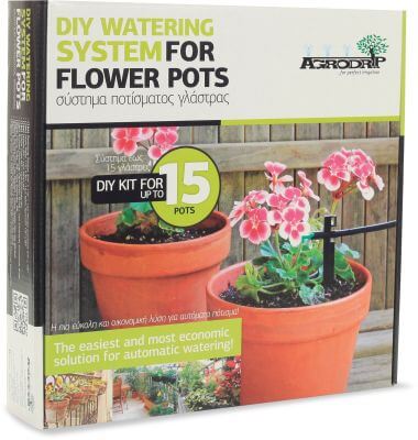 DIY watering system for up to 15 flower pots