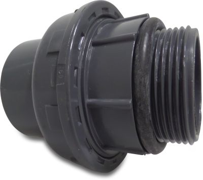 Praher Union adaptor PVC-U 10bar glue socket x male thread grey