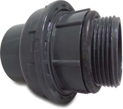 Praher Union adaptor PVC-U 10 bar glue socket x male thread grey