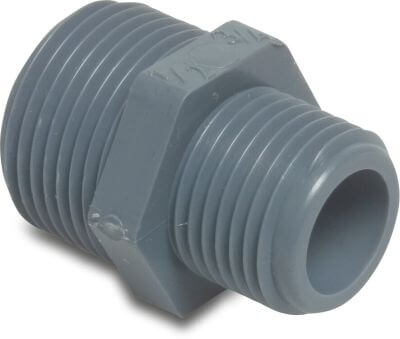 Reducer nipple PP 10 bar male thread grey