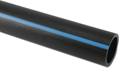 Pressure pipe PE80 DVGW 12,5bar plain black/blue