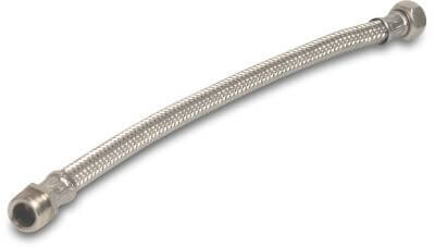 Braided hose stainless steel/EPDM KTW/DVGW 6bar male thread x female threaded nut stainless steel straight