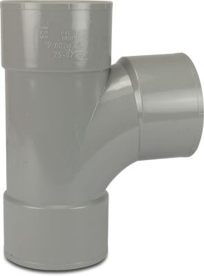 Swept T 87° PVC-U KOMO glue socket grey