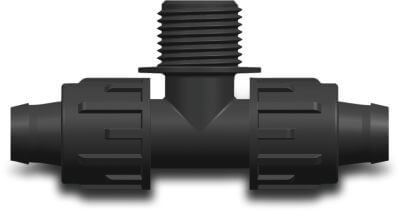 T-piece 90° PP 4bar lock x male thread x lock black