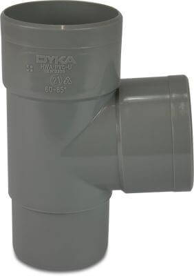 T-piece 87° PVC-U glue socket x glue socket x insert (in pipe) grey