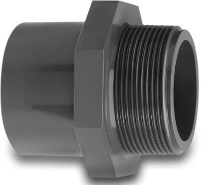 VDL Adaptor bush PVC-U 16bar spigot x male thread grey