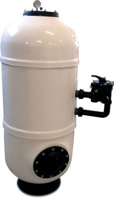 Deepbed filter polyester gelcoated 2,5bar male thread white with 6-way valve