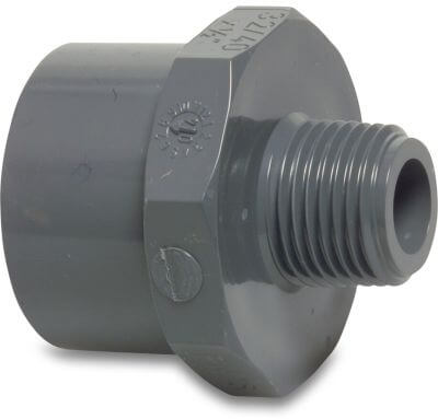 VDL Adaptor bush PVC-U 10 bar glue spigot/glue socket x male thread grey