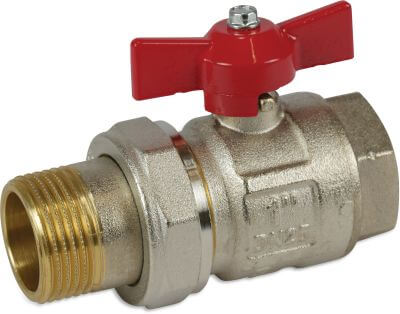 Itap Ball valve brass female thread x male threaded nut 098