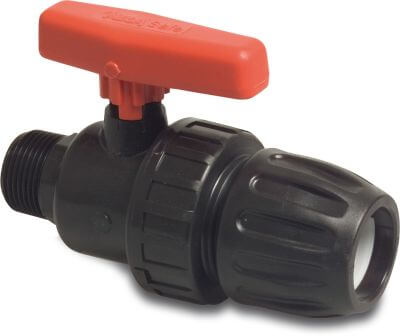 Profec Ball valve PP 10bar compression x male thread black Safe 502