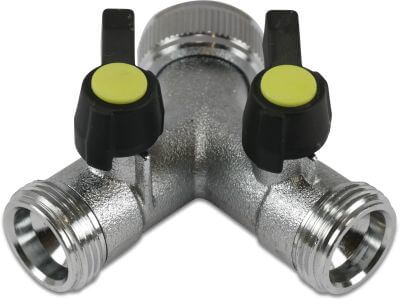 Hydro-S 3-way valve chrome-plated brass female threaded nut x male thread x male thread with ball valve