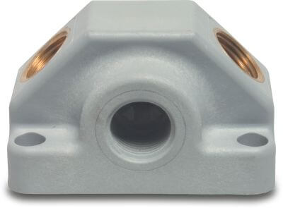 Wall plate 2-way PVR/brass 12,5bar female thread grey