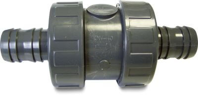 Profec Non return valve PVC-U 10bar hose tail grey