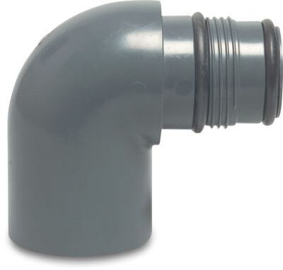 VDL Swing elbow 90° PVC-U 10 bar glue socket x push-in grey