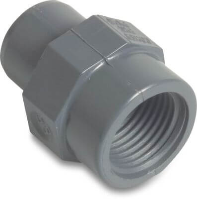 Profec Adaptor spigot PVC-U 10bar imperial glue spigot x female thread grey