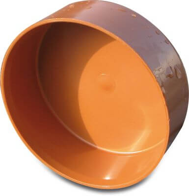 Drainage cap PVC-U glue socket redbrown