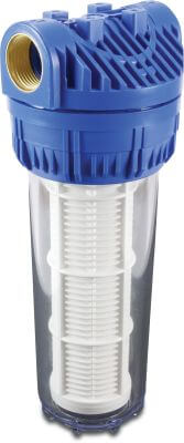 Profec Cartridge filter plastic 8bar female thread white/blue with 1/8" pressure gauge connection