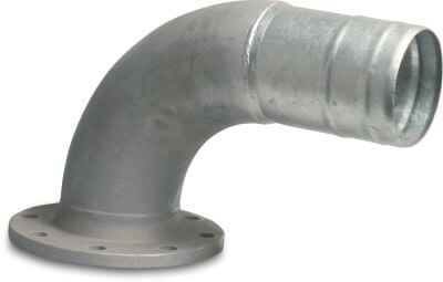 Bend 90° steel DIN flange x hose tail