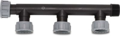 Tavlit Swivel manifold PP 10bar female thread x male thread black/grey with O-ring