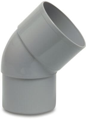 Bend 45° PVC-U glue socket x insert (in pipe) grey