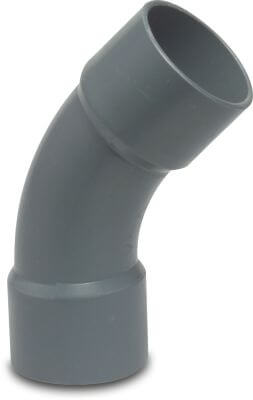 Profec Long bend 45° PVC-U glue socket grey type made from tubing