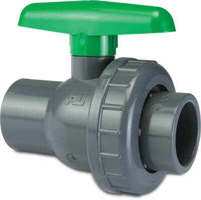 VDL Ball valve PVC-U 16bar glue socket grey EIL viton
