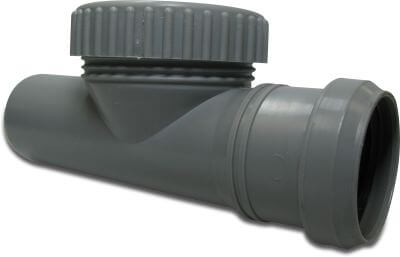 Drainage T-piece for inspection PP ring seal x spigot grey