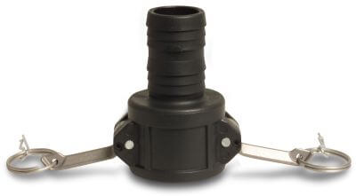 Quick coupler PP female part Camlock x hose tail black Camlock C