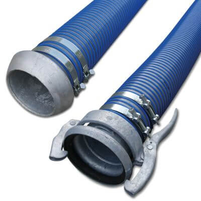 Spiral suction hose PVC 2bar male part Perrot x female part Perrot blue/grey Agriflex