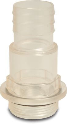Praher Sight glass PVC-U male thread x hose tail transparent