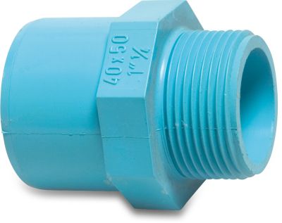 Adaptor bush PVR 12,5bar glue socket x male thread blue