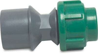 VDL Adaptor socket PVC-U/PP 10bar glue socket/glue spigot x compression grey/green