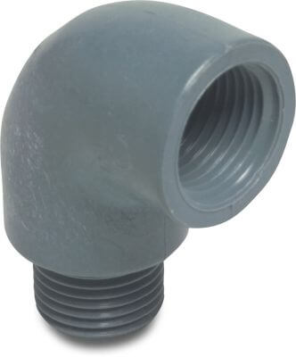 Elbow 90° PP 10 bar female thread x male thread grey