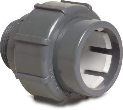 Adaptor socket PVC-U 4bar compression x male thread grey