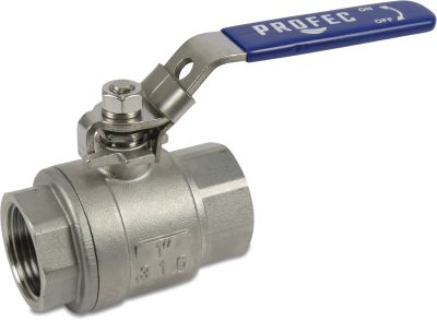 Profec 2-piece ball valve stainless steel 316 64bar female thread