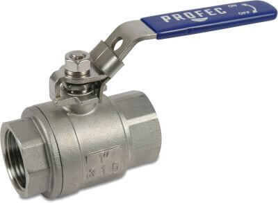 Profec 2-piece ball valve stainless steel 316 64 bar female thread