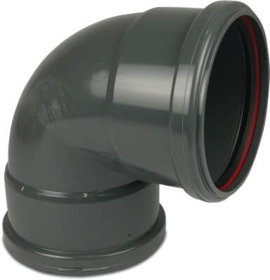 Drainage bend 87° PVC-U KOMO/BENOR ring seal grey short
