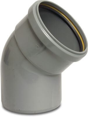 Drainage bend 45° PVC-U KOMO/BENOR ring seal x spigot grey short
