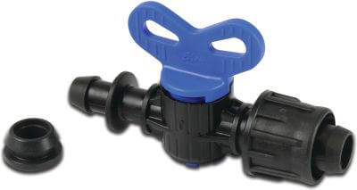 Plug valve PP 3bar push-in x tape black/blue
