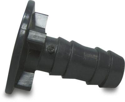Hose tail for ball valve PVC-U flange x hose tail grey