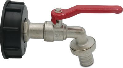 Profec Bib tap set for IBC tank brass male thread x hose tail