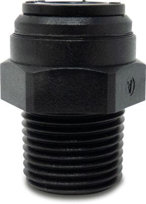 Adaptor bush POM WRAS push-in x male thread black Aquaspeed
