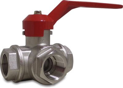 3-way ball valve brass 16bar female thread T-bore